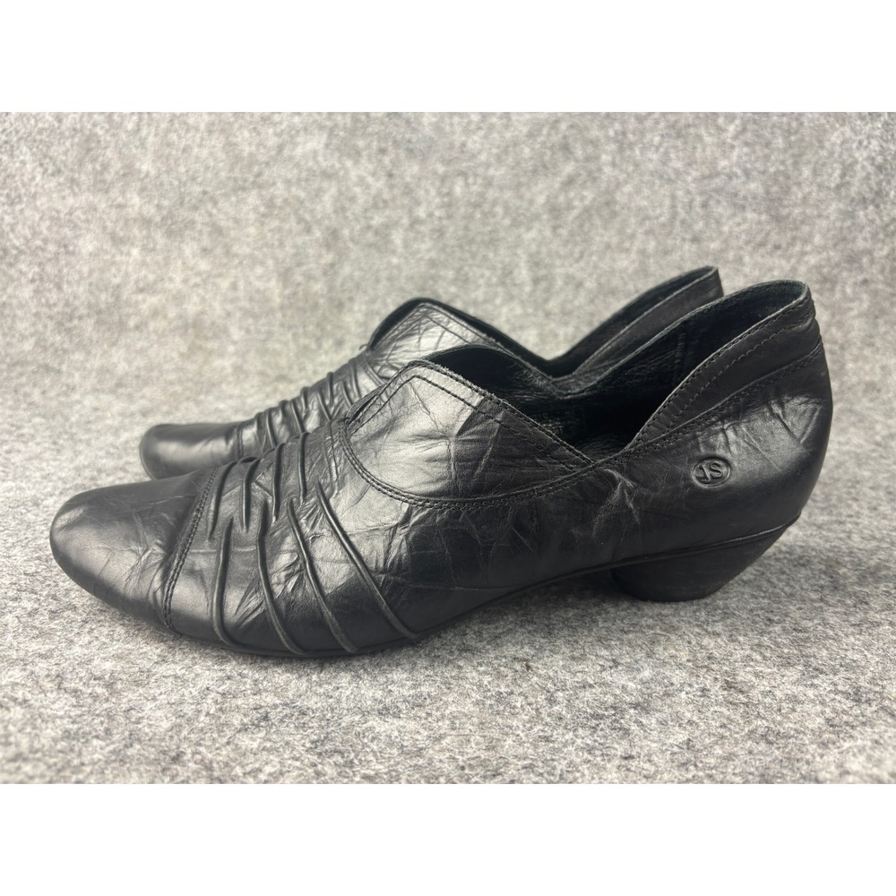 Josef Seibel Leather Pumps Womens 41 Black Pleated Ruched Comfort Shoes 91210